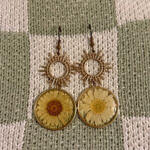 Handmade Pressed Flower In Resin Dangle Earrings